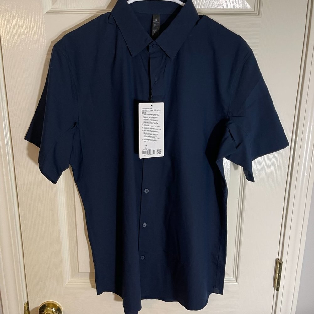 NWT Lululemon Blue Down to the Wire SS Shirt Size L